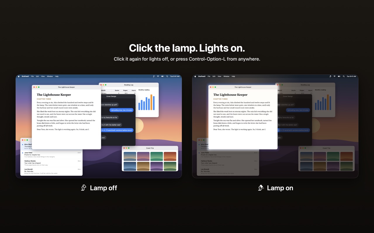 Lamp off and lamp on